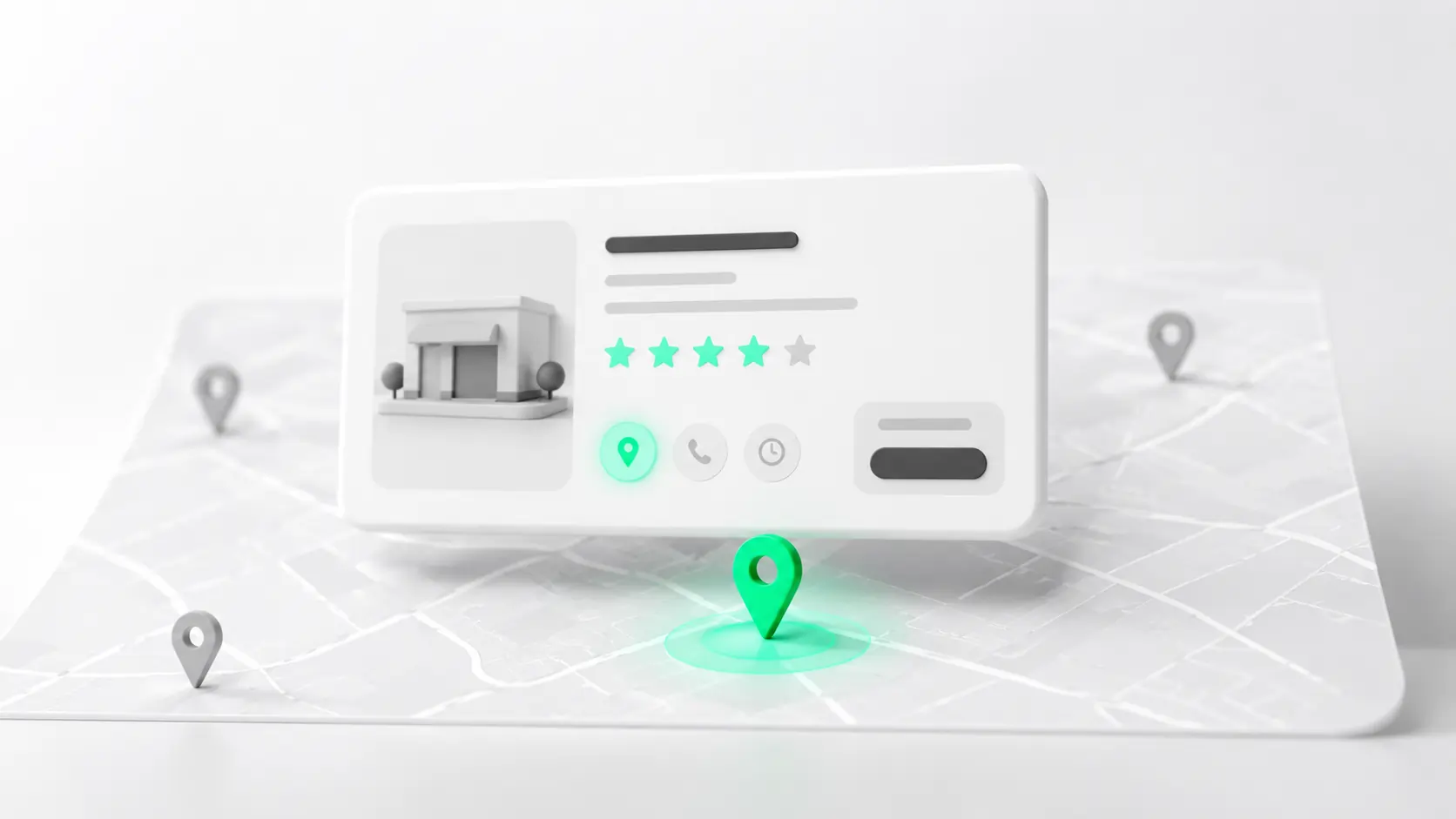 Un portàtil amb una fitxa de Google Business Profile a la pantalla, al costat d'un mapa amb un marcador verd: com optimitzar la teva fitxa de Google perquè et trobin a prop teu.
