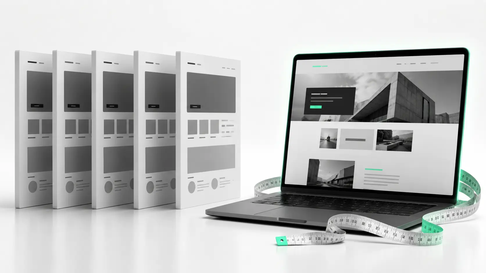Plantillas web idénticas frente a una web única con cinta métrica de sastre: web a medida o plantilla